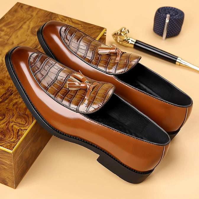 Men's Pointed-Toe Slip-On Dress Shoes | British Business-Casual PU Leather Loafers
