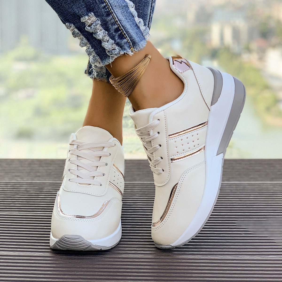 Women's Chunky Platform Sneakers | Color-Block Casual Fashion Shoes
