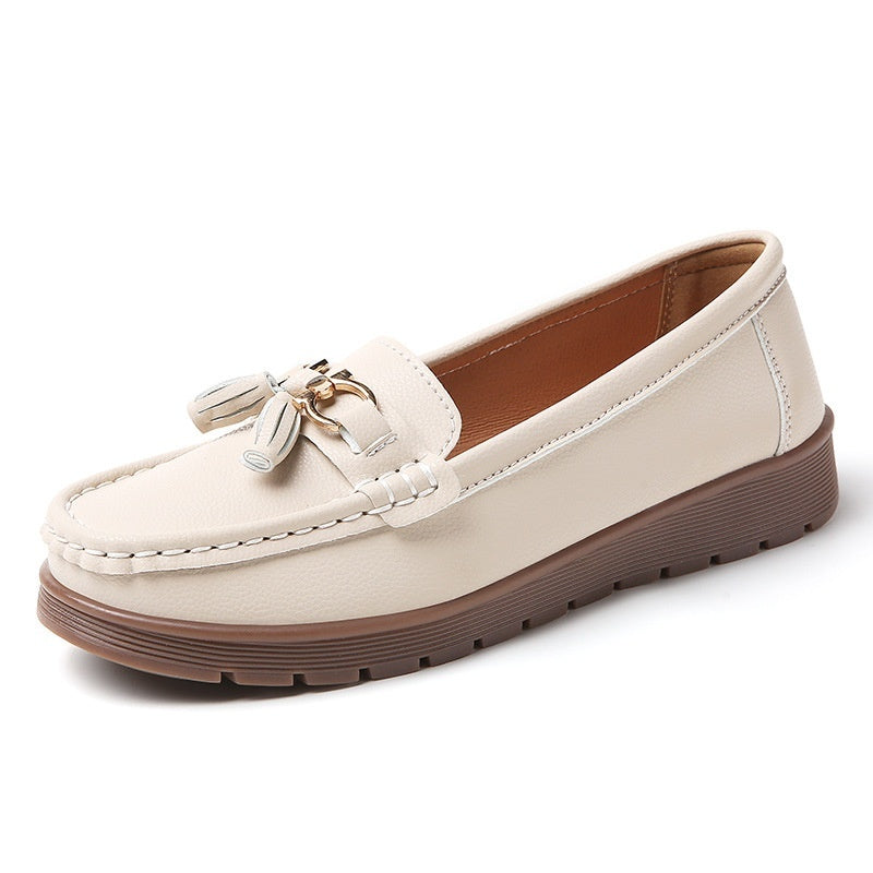 Women's Plus-Size Suede Flat Moccasin Loafers | Slip-On Tassel Shoes