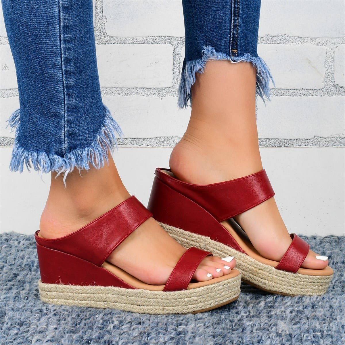 Women's Cutout Wedge Sandals | Hollow Platform Heels PU Upper
