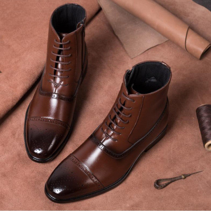 Men's Plush Lined Winter Boots | Big Size Vintage Lace-Up Safety Boots