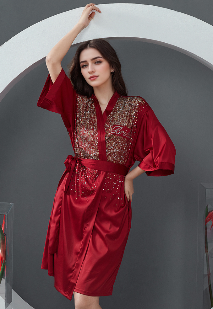 Rhinestone Satin Bridal & Bridesmaid Robe