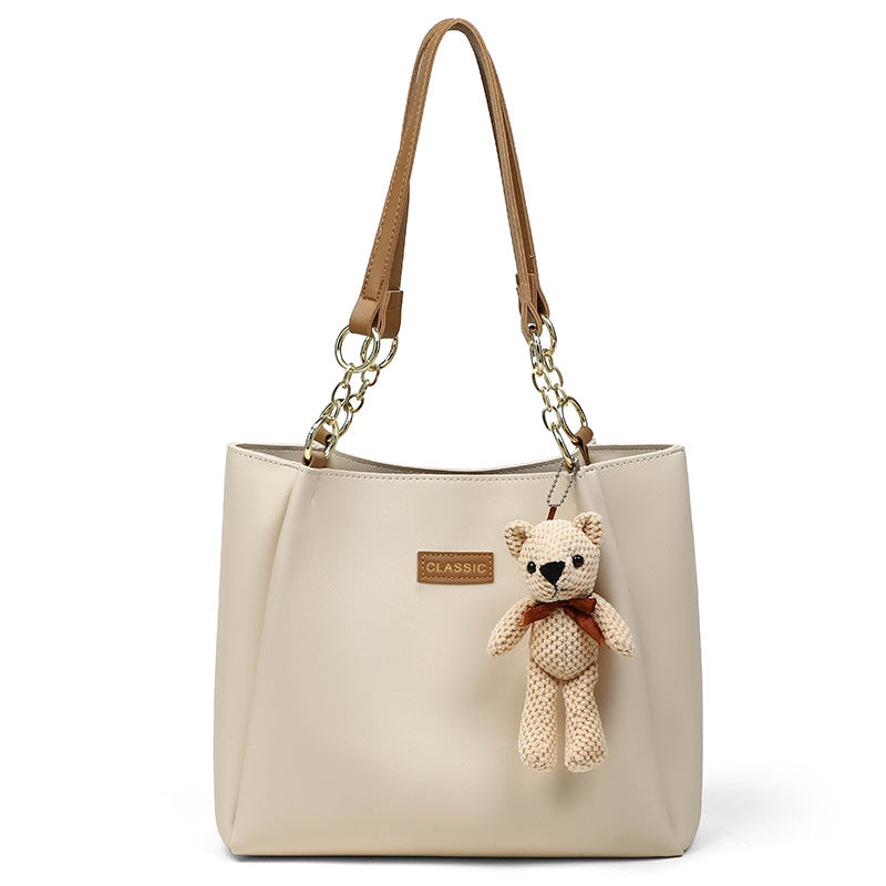 Women's Large Capacity Genuine Leather Tote Bag – Structured Shoulder Bag