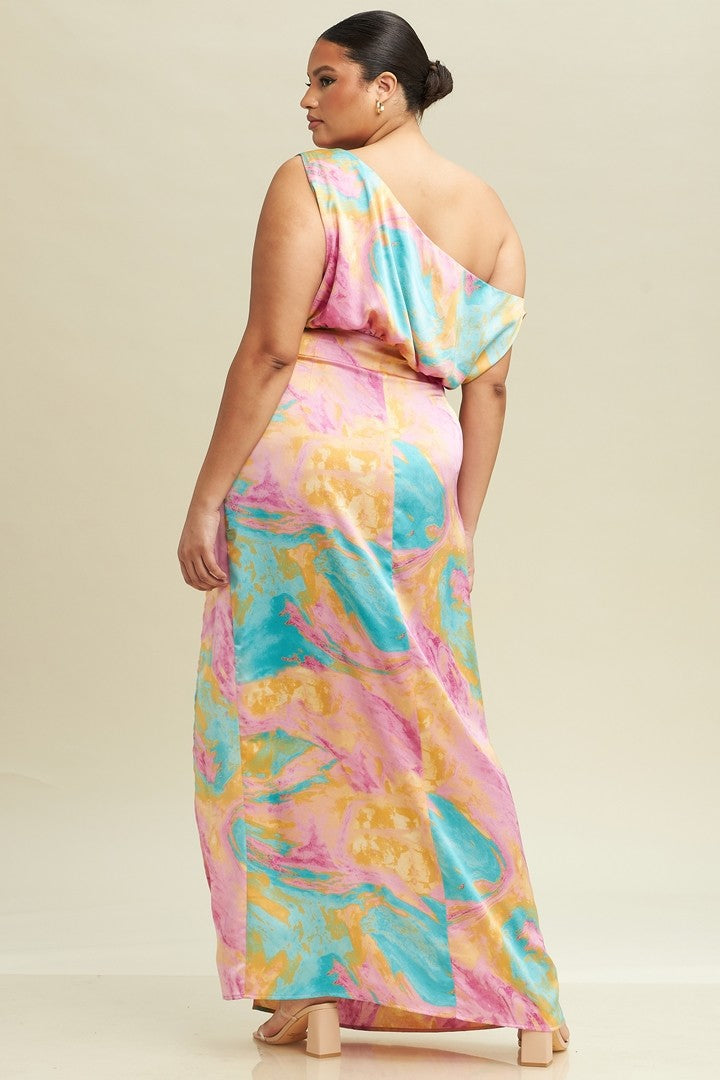 Off-Shoulder Knot-Twist Maxi Dress – Plus Size