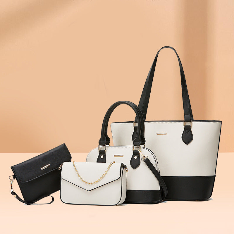 Women's PU Leather Tote Bag Set – Structured Shoulder Bag with Multi-Compartment Organizer
