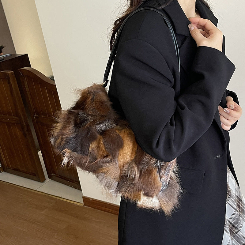 Luxury Fox Fur Plush Underarm Bag