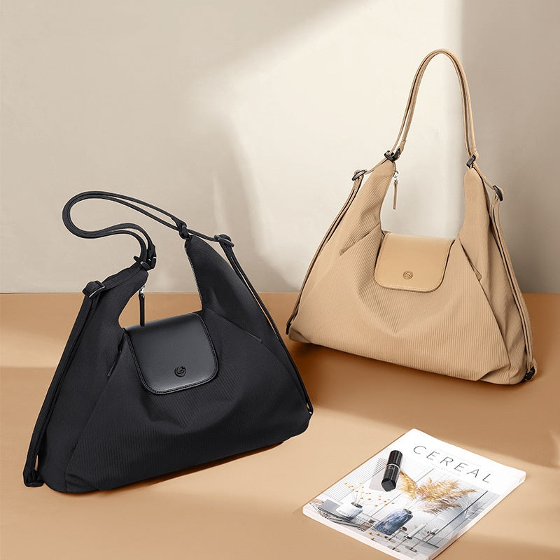 Women's Urban Minimalist Tote Bag - Stylish Fabric Shoulder Bag with Three Straps