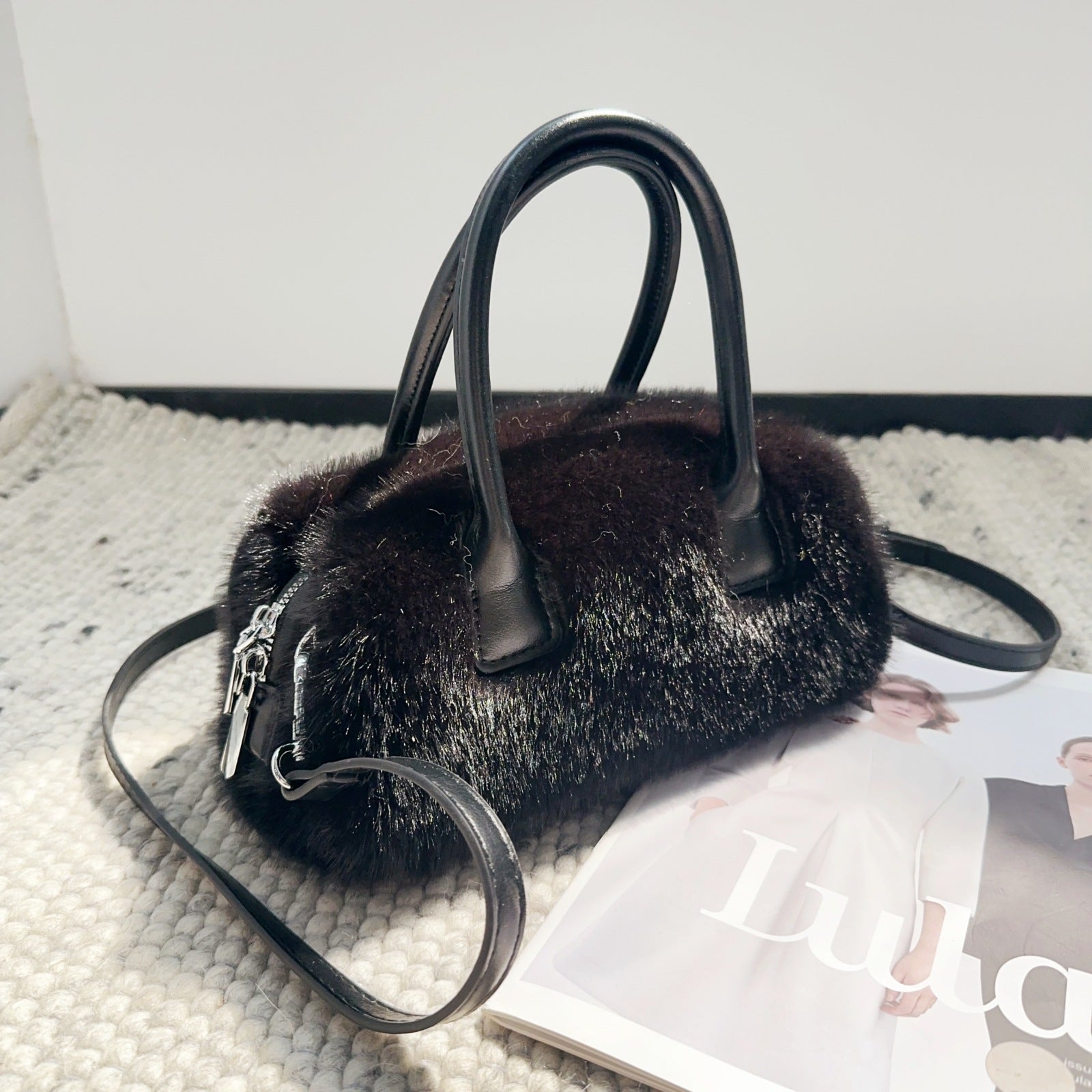 Faux Mink Fur Tote Bag