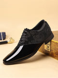 Men's Shiny Pointed-Toe Business Leather Shoes - Premium PU Leather Square Toe Dress Shoes