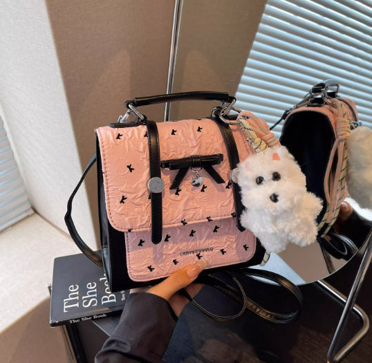 Women's Patchwork Backpack - Sweet & Adorable Commuter Bag with Magnetic Closure