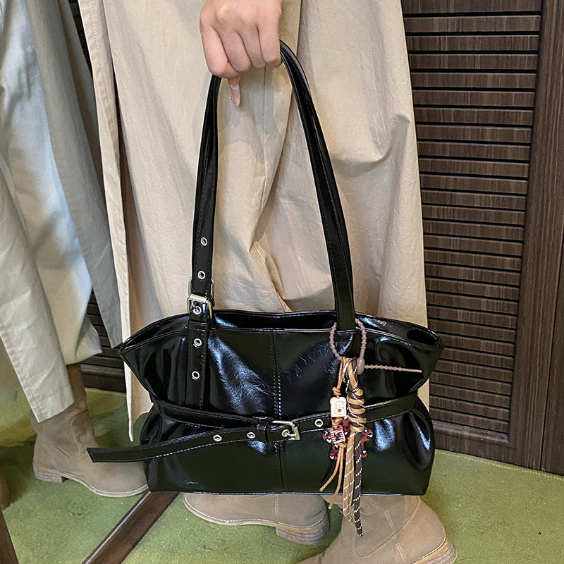 Oil-Waxed PU Leather Bucket Bag