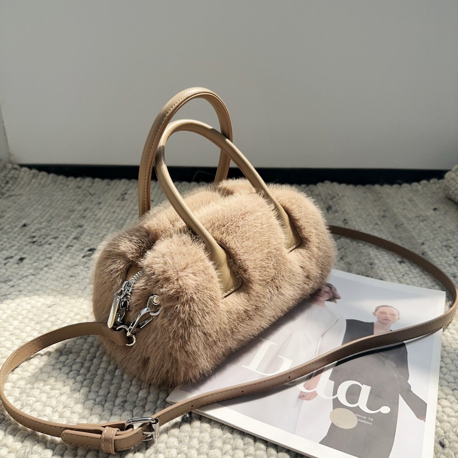 Faux Mink Fur Tote Bag