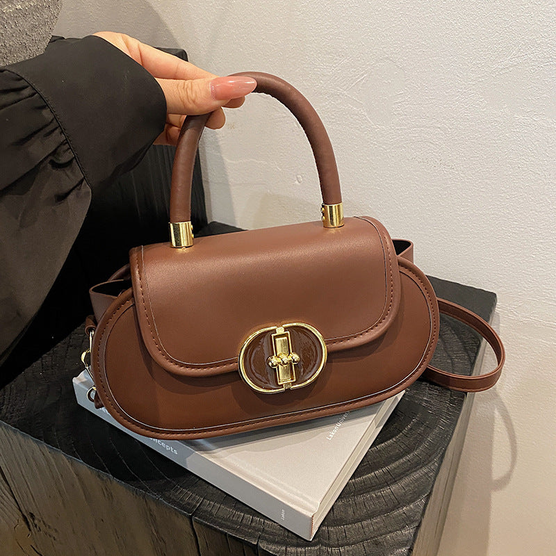 Premium Retro Matte Mini Round Crossbody Bag – PU Leather Oval Shoulder Bag
