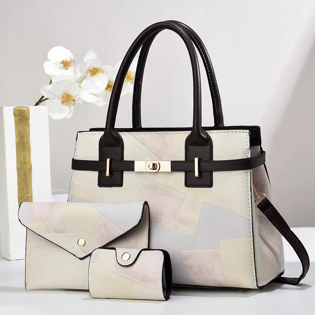 Large-Capacity Women's Crossbody Shoulder Bag – Three-Piece Set | PU Leather Commuter Bag