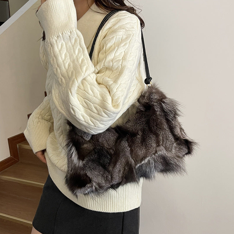 Luxury Fox Fur Plush Underarm Bag