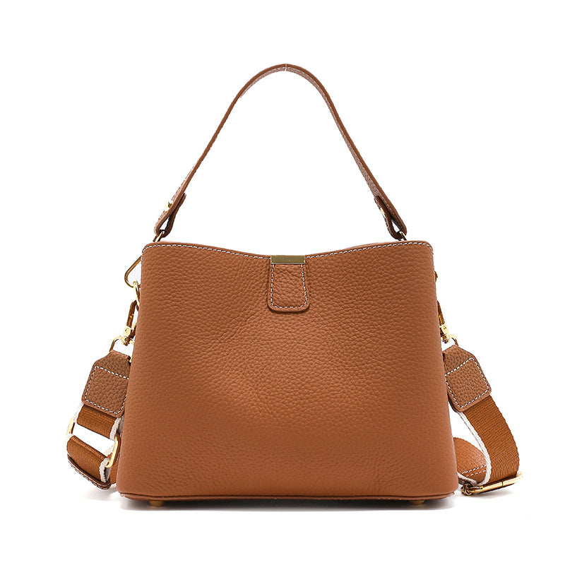Women's Genuine Leather Bucket Tote Bag – Spacious Everyday Shoulder Bag