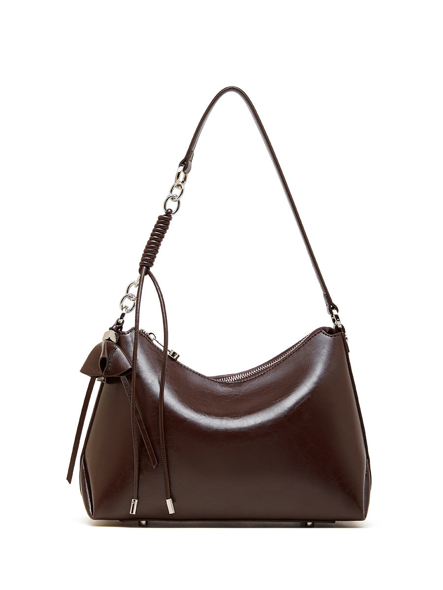 Women's Genuine Leather Crossbody Bag – Large Capacity Pillow Bag | Wine Brown, Dark Brown, Black