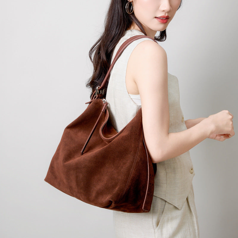 Women's Genuine Leather Underarm Tote Bag – Retro Dumpling Style Shoulder Bag | Sarah Express