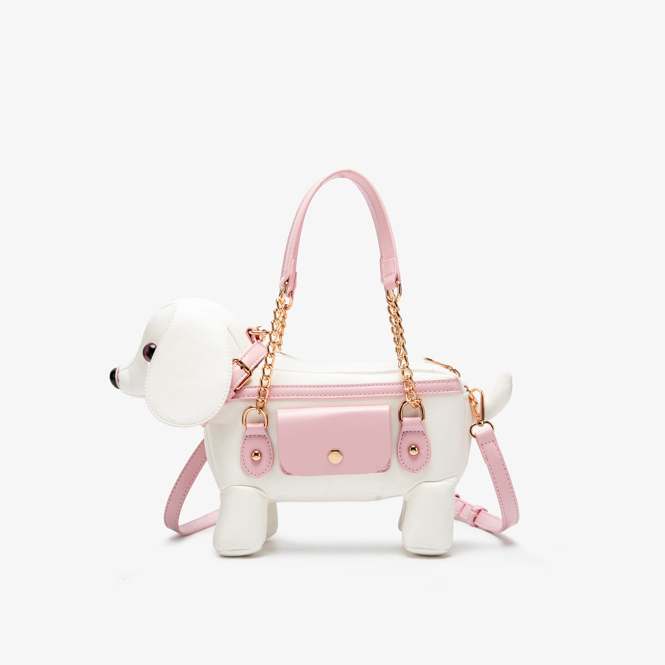Teddy Dog Shaped Crossbody Bag - Cute Novelty PU Leather Shoulder Bag for Women