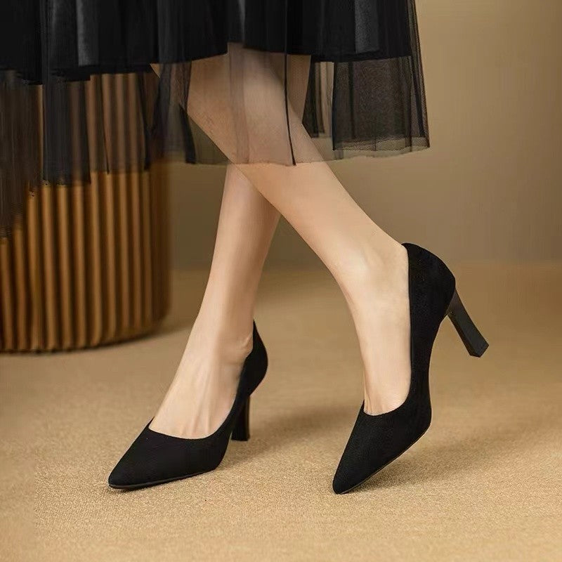 Women's Pointed-Toe Stiletto High Heel Pumps — PU Leather Slip-On Dress Shoes