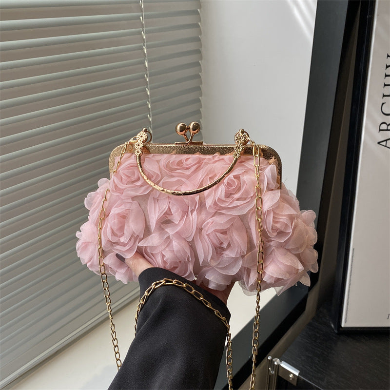 Rose Pattern Women's Crossbody Bag with Chain Strap | Chic Everyday Handbag