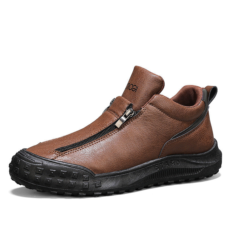 Men's Side Zipper Loafer Shoes – Soft Sole Casual Slip-On with Rubber Outsole | Sizes EU 39–44
