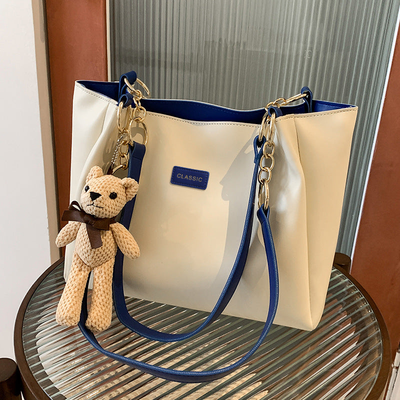 Women's Large Capacity Genuine Leather Tote Bag – Structured Shoulder Bag