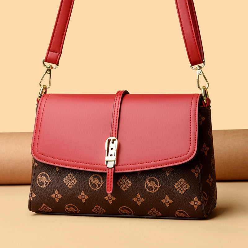 Women's Printed High Capacity Shoulder Bag - PU Leather Crossbody Handbag