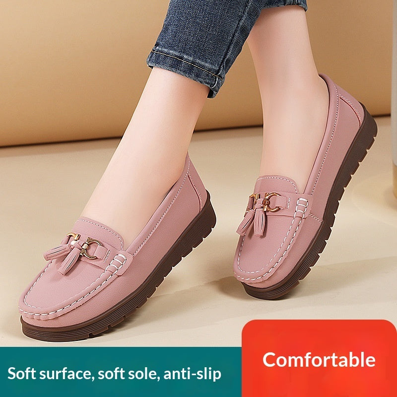 Women's Plus-Size Suede Flat Moccasin Loafers | Slip-On Tassel Shoes