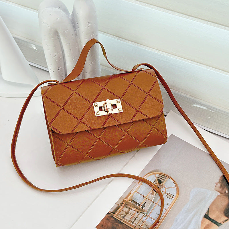 Small Square Quilted PU Leather Crossbody Bag