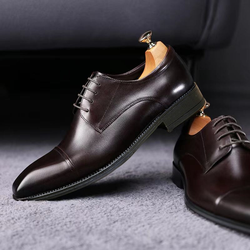 Men's Square Toe Business Casual Leather Shoes – PU Upper, Rubber Sole, Office & Formal Wear