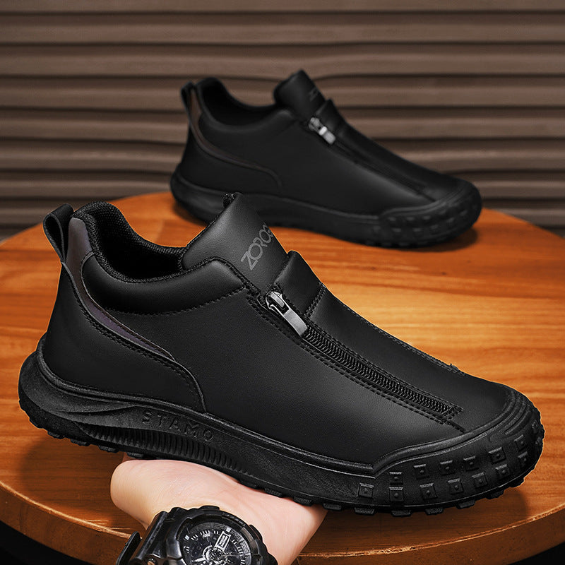 Men's Side Zipper Loafer Shoes – Soft Sole Casual Slip-On with Rubber Outsole | Sizes EU 39–44