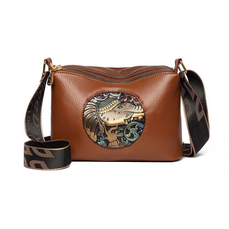 Women's Retro Chinese-Style Shoulder Bag - Multi-Compartment High-Capacity Crossbody Bag