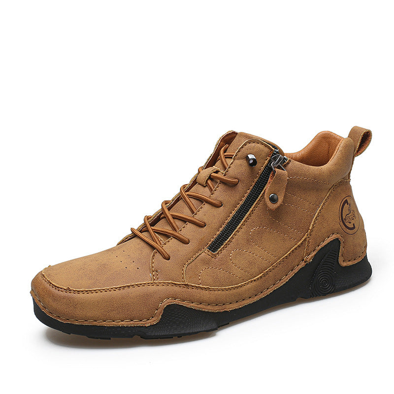Men's Casual Microfiber Leather Lace-Up Sneakers | Plus Size Athletic Shoes