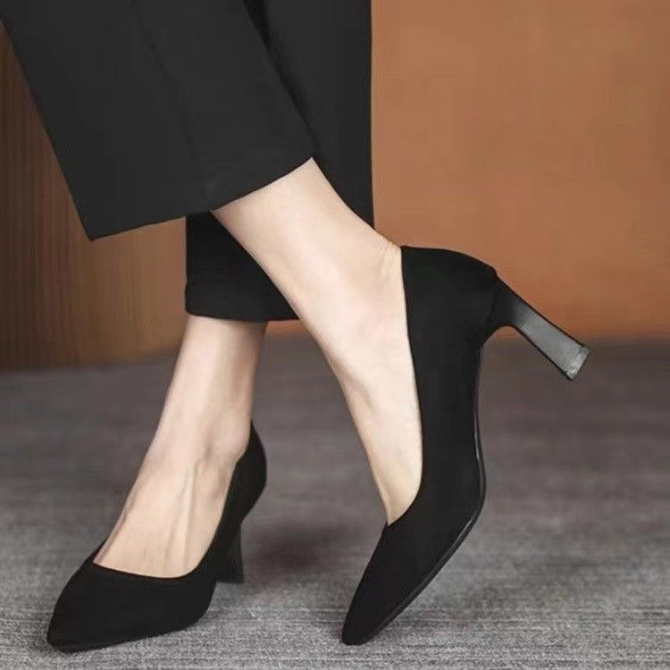 Women's Pointed-Toe Stiletto High Heel Pumps — PU Leather Slip-On Dress Shoes