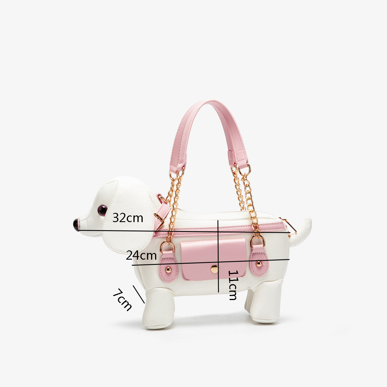 Teddy Dog Shaped Crossbody Bag - Cute Novelty PU Leather Shoulder Bag for Women