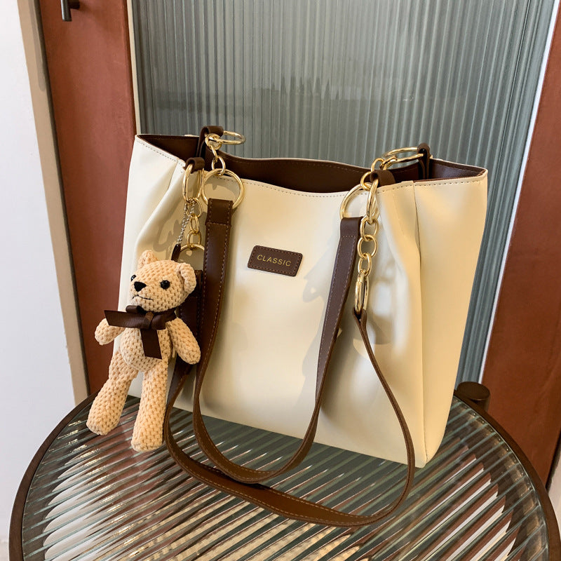 Women's Large Capacity Genuine Leather Tote Bag – Structured Shoulder Bag