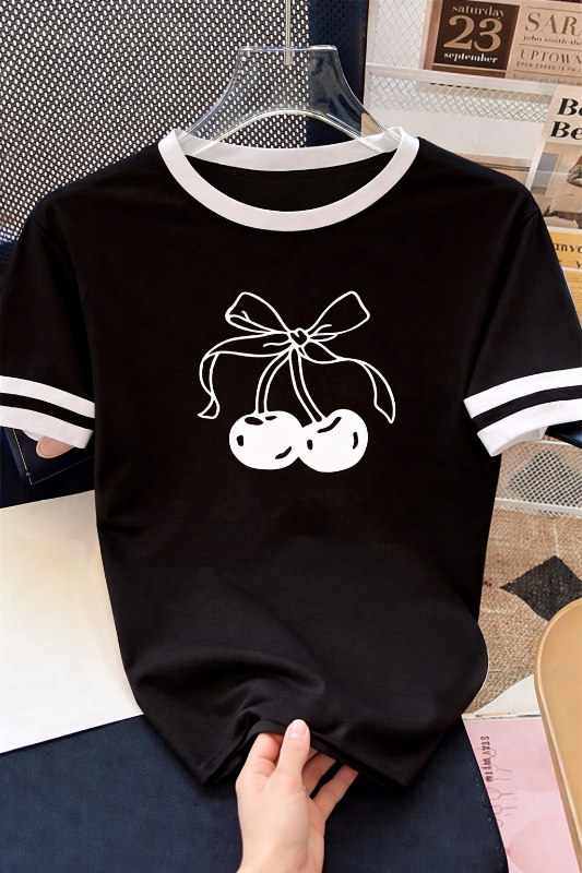 Cherry Bow Graphic T-Shirt