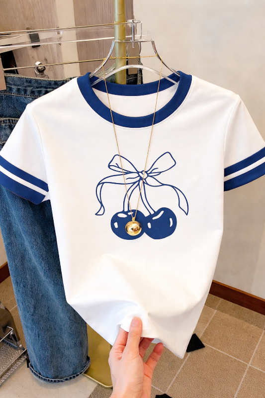 Cherry Bow Graphic T-Shirt