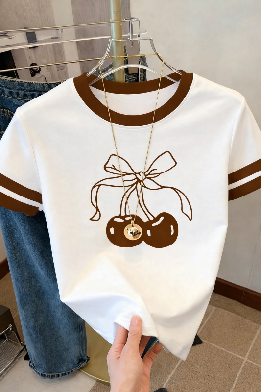 Cherry Bow Graphic T-Shirt