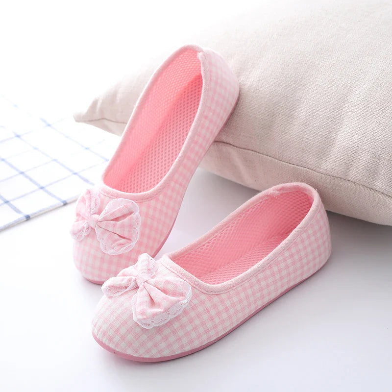 Gingham Cotton Slippers