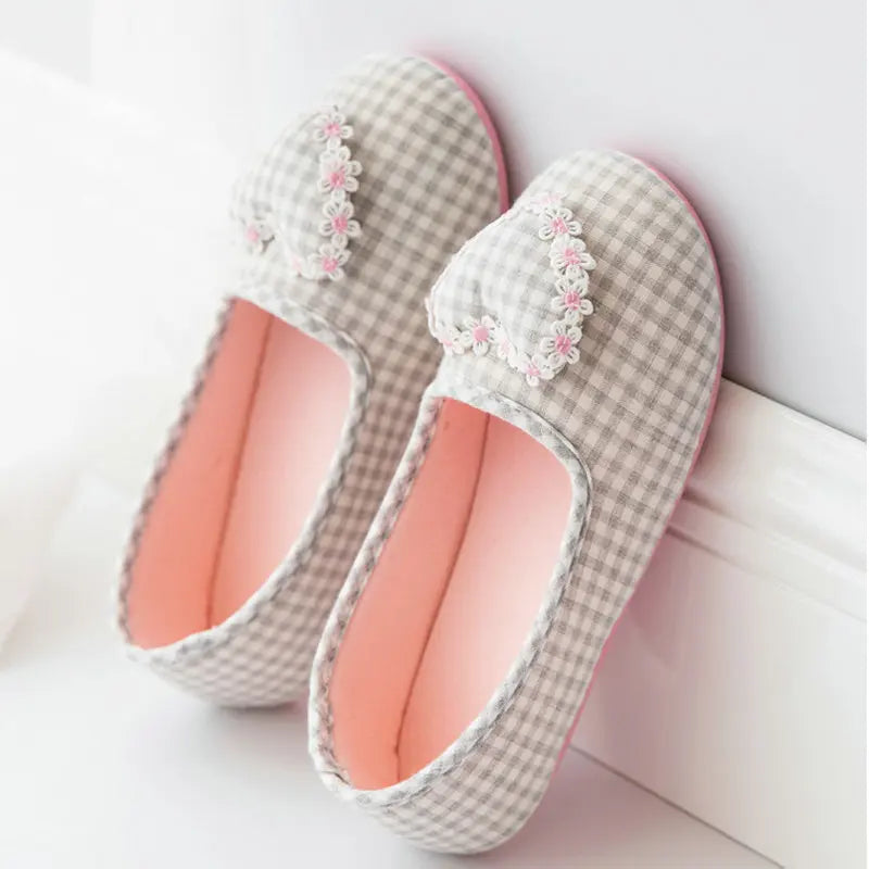 Gingham Cotton Slippers