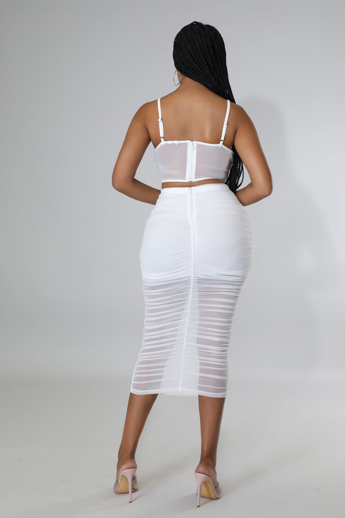 Ruched High-Waisted Two-Piece Skirt Set
