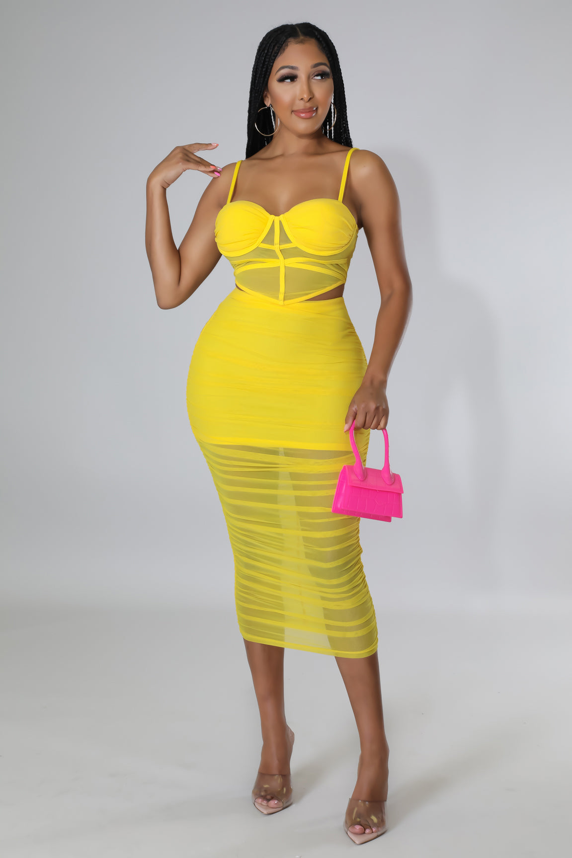 Ruched High-Waisted Two-Piece Skirt Set