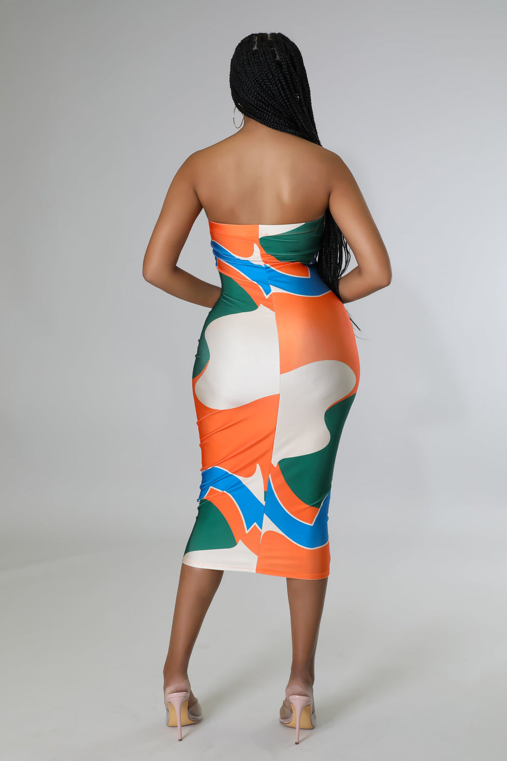 Multi-Print Strapless Elastic Waist Dress