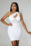 One-Shoulder Ruched Stretch Dress