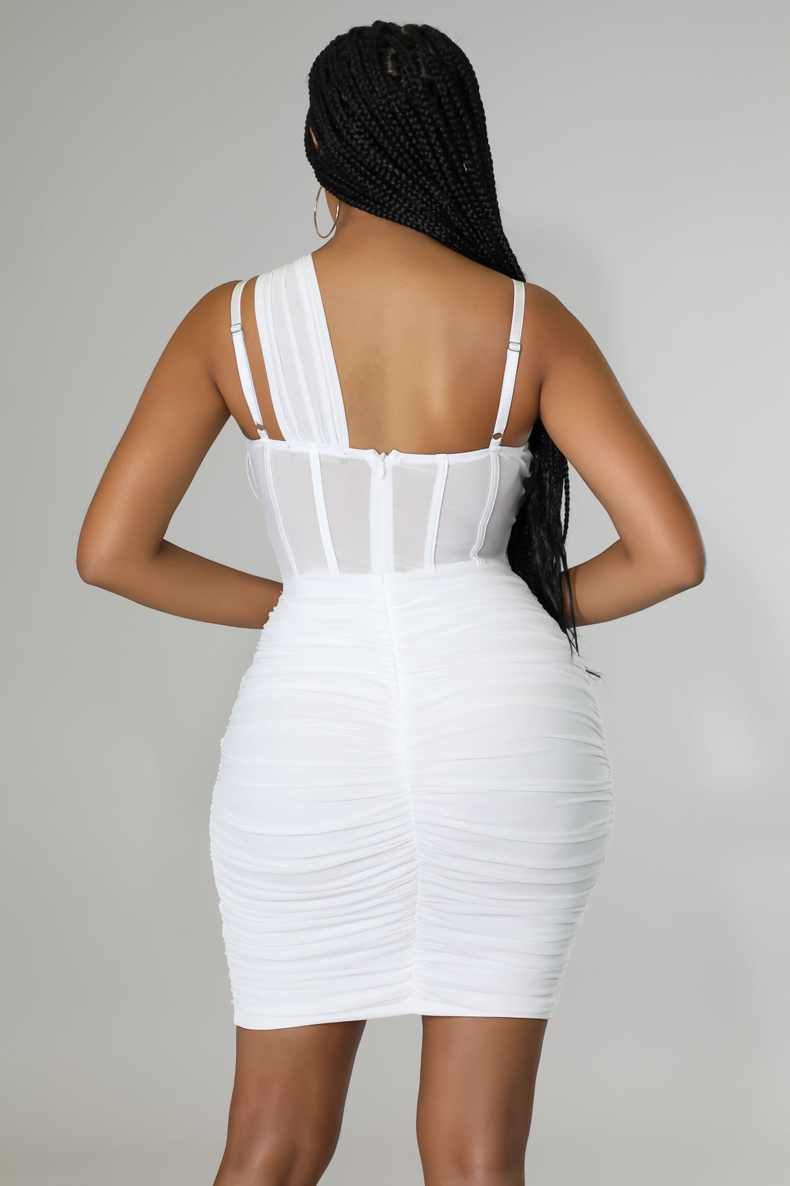 One-Shoulder Ruched Stretch Dress