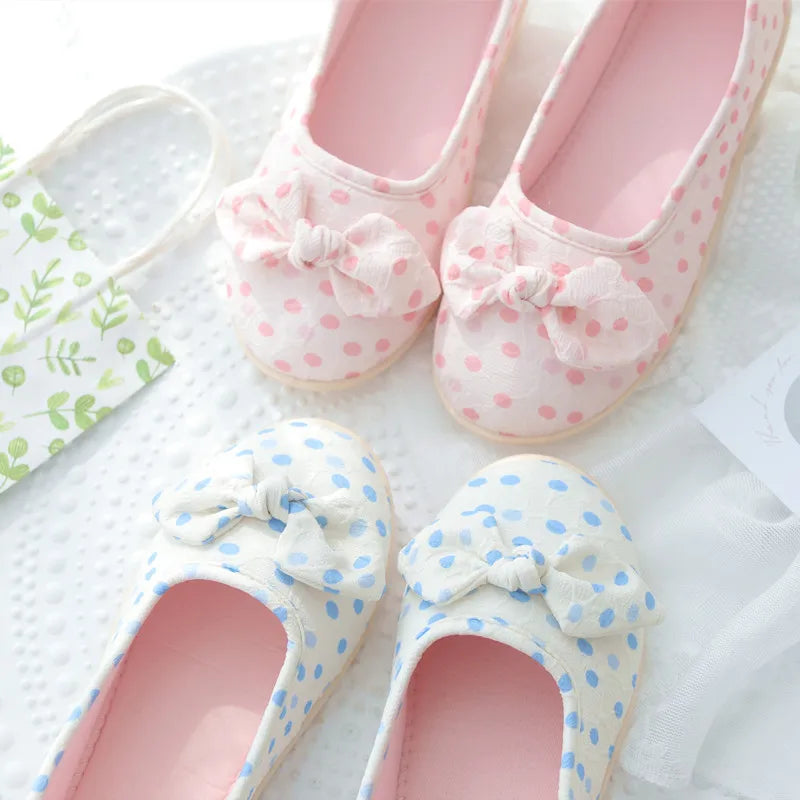 Polka Dot Cotton Slippers