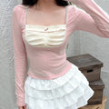 Pink & White Long Sleeve Top