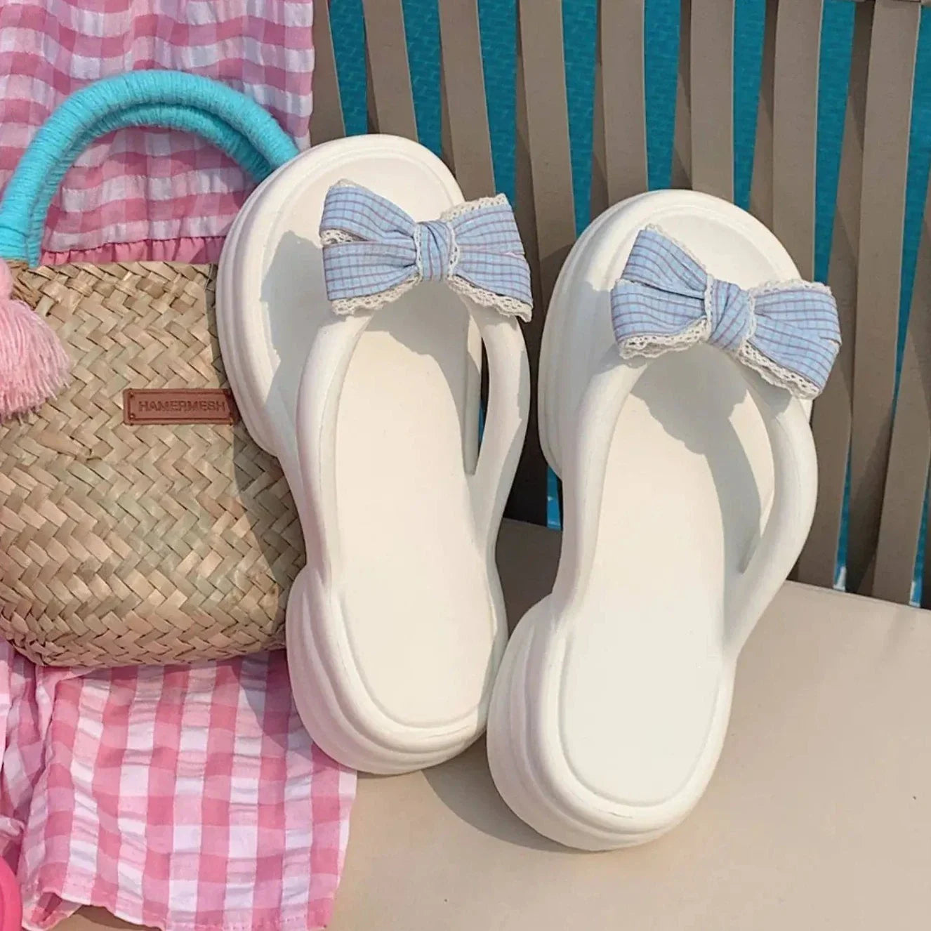 Bow Detail Block Heel Sandals